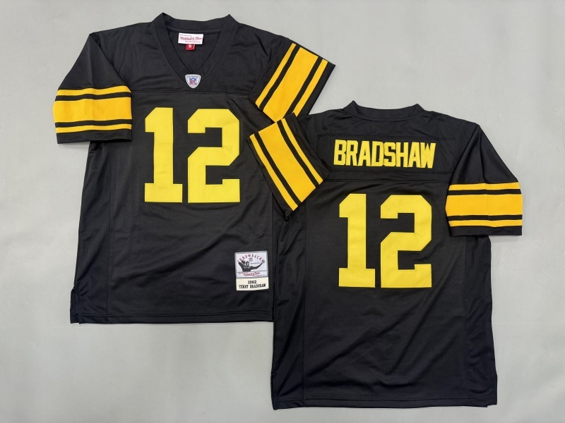 Men 2025 Pittsburgh Steelers #12 Bradshaw black Throwback Limited NFL Jersey style 001->pittsburgh steelers->NFL Jersey